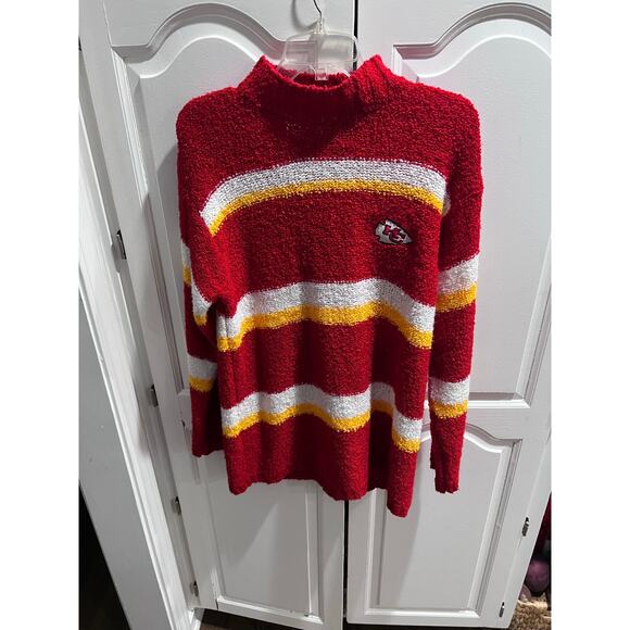 Kansas City Chiefs Gameday Sweater Red Striped NFL Vintage Style Acrylic M - Picture 8 of 9